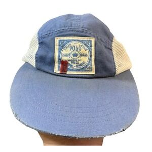 Polo Ralph Lauren Hat Cap Mens L/XL Fitted Blue Choice Brand 5 Panel Long Bill